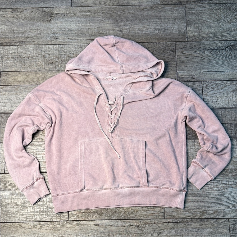 American Eagle Outfitters Blush Lace-Up Hoodie
